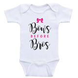 Clothes For Baby Girls "Bows Before Bros" Funny Baby Girl Shirts