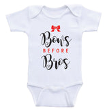 Clothes For Baby Girls "Bows Before Bros" Funny Baby Girl Shirts