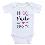 Uncle Baby Clothes "My Cool Uncle Loves Me" Funny Unisex Baby Bodysuits